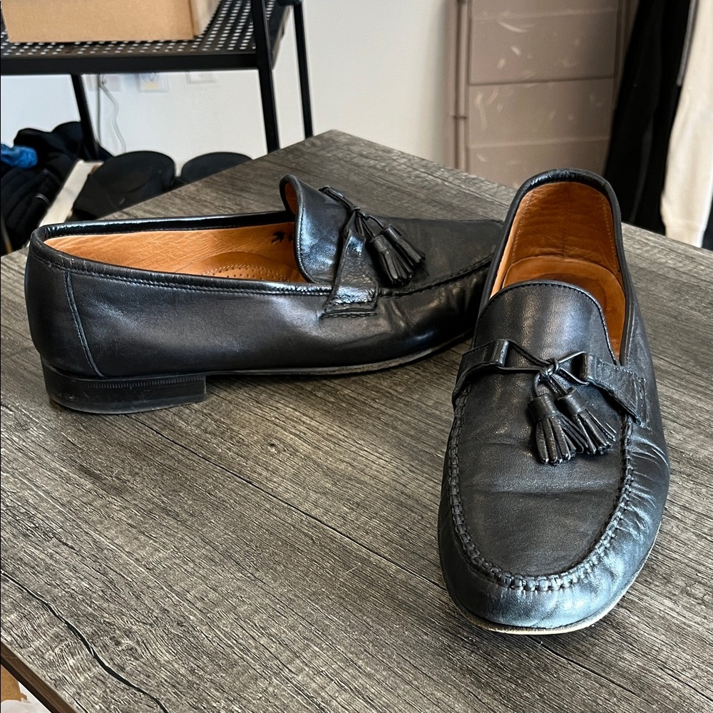Black Leather Tassel Loafers